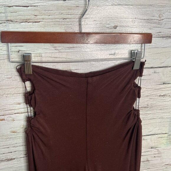 Meshki  ELEANORRuched Cut Out Pants brown - Chocolate Size small - Picture 5 of 10